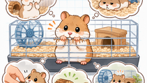 Cartoon hamster som gnager på gitter i bur