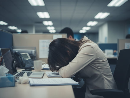 A woman with her head slumped