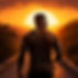Firefly A man walking with shoulders high, with the sunset behind him as he peers over his