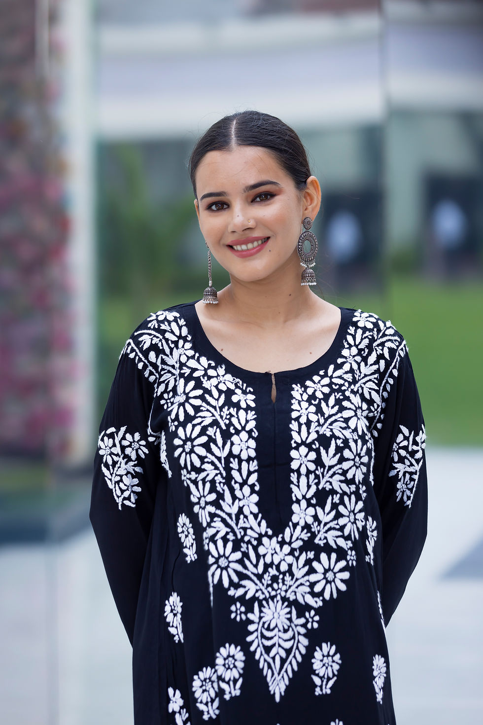 Thumbnail: Chikankari Modal Kurti Heavy Daman code-FE128