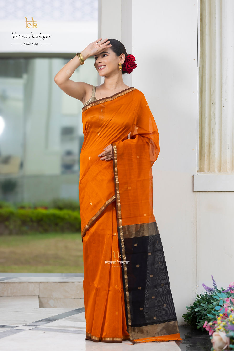 Thumbnail: Maheshwari handloom Saree -Product code-TE120