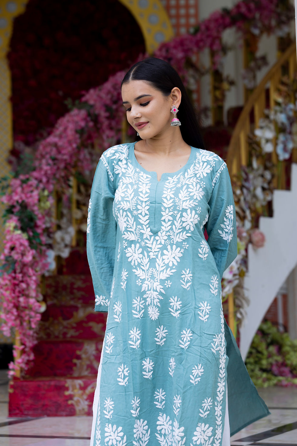 Thumbnail: Chikankari Modal Kurti Heavy Daman code-FE114