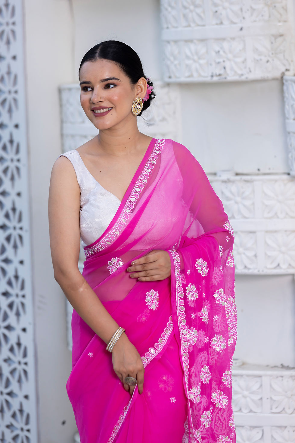Thumbnail: Chikankari Saree Chiffon Designer Gotta code-SE183
