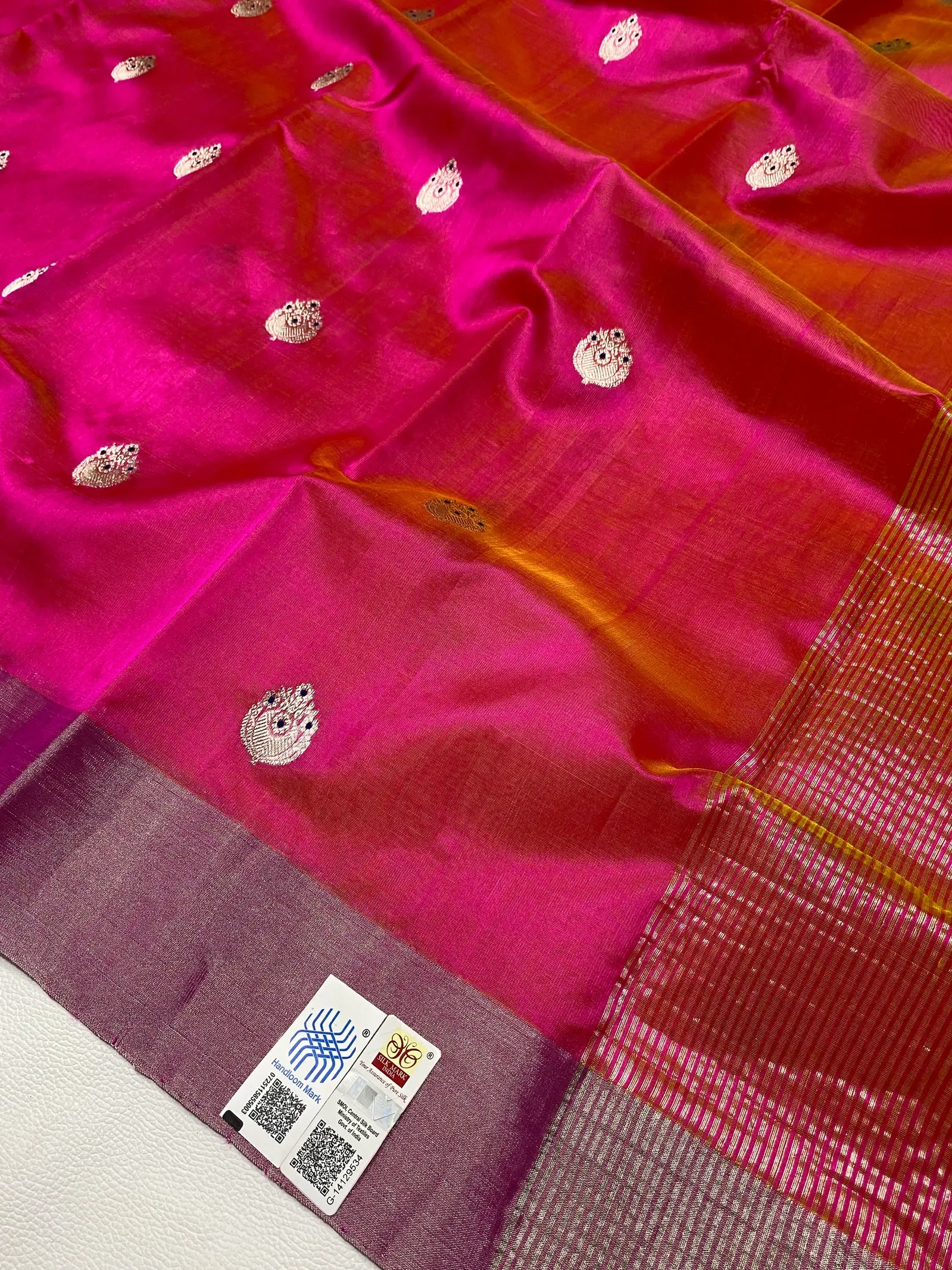 Chanderi Eknaalya mina work Pattu Soft Silk Saree – Code FRI126