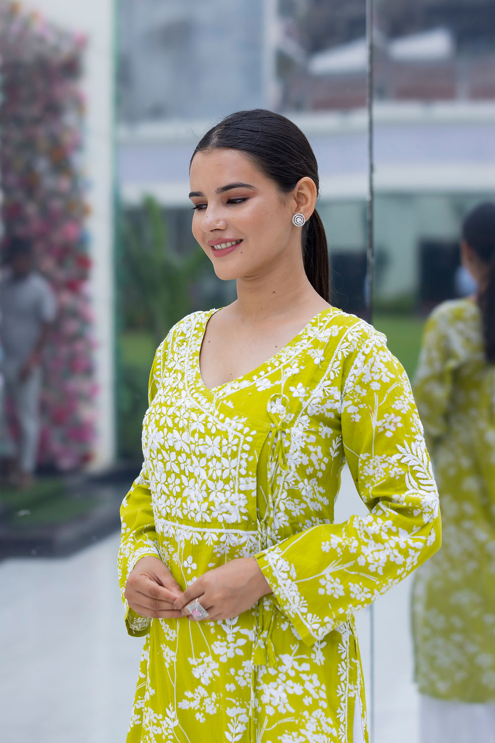 Thumbnail: Chikankari Angrakha Mal Print code-FE132