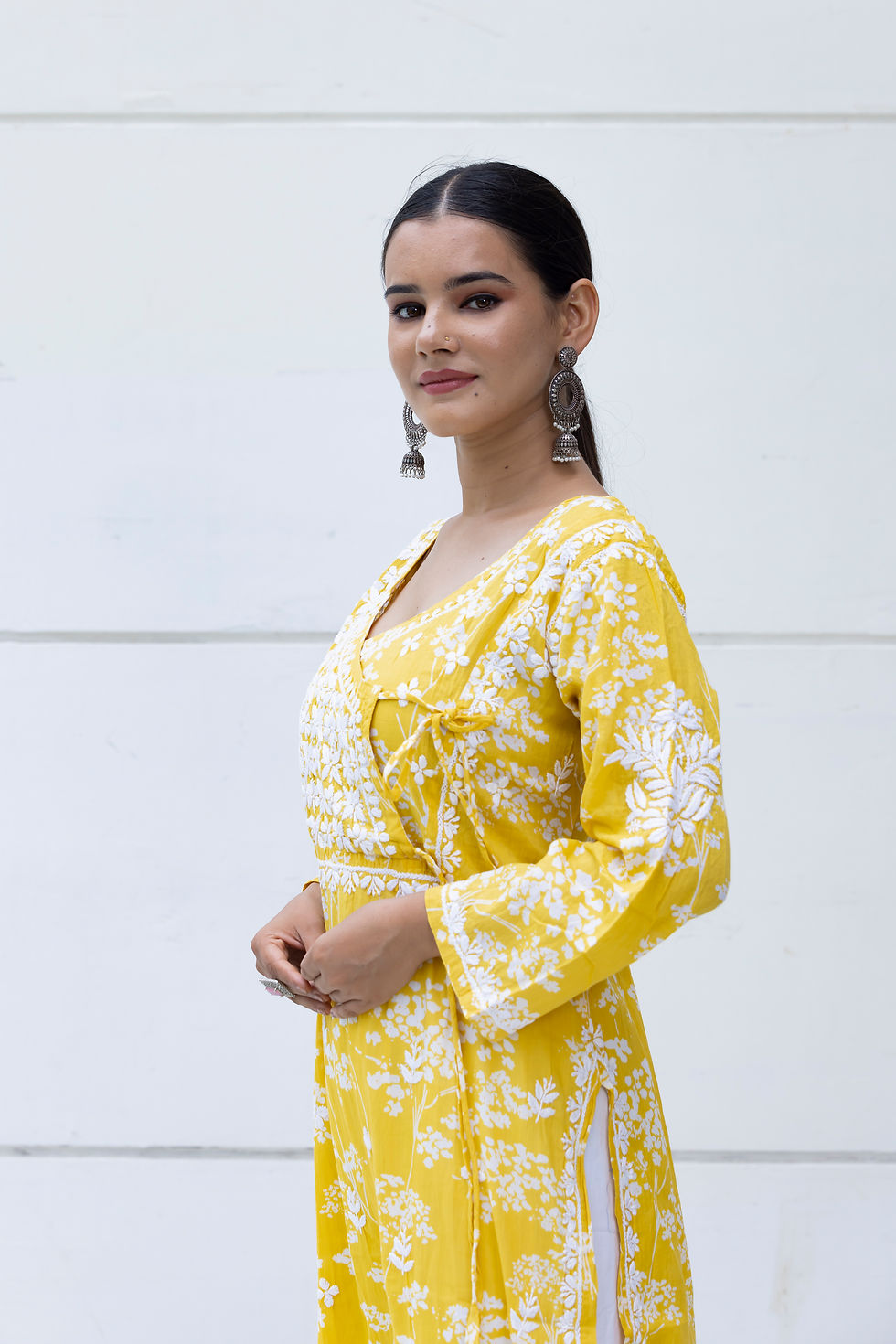 Thumbnail: Chikankari Angrakha Mal Print code-FE126
