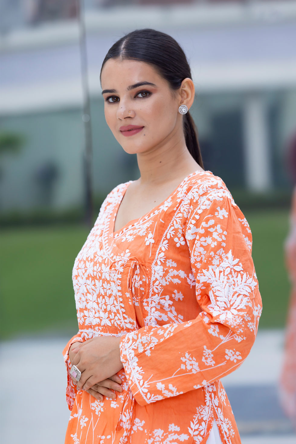 Thumbnail: Chikankari Angrakha Mal Print code-FE134