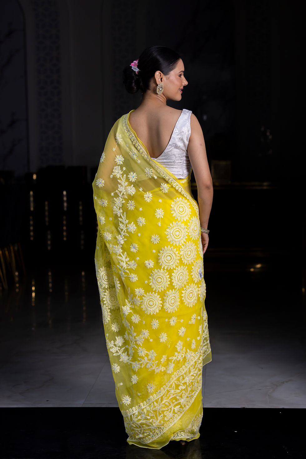 Thumbnail: Chikankari Cutdana Chiffon Saree code-SE182