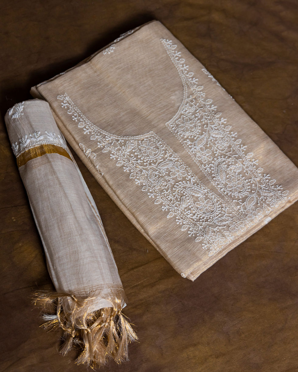 Thumbnail: Chikankari Unstitched Tissue Suit code-SE158