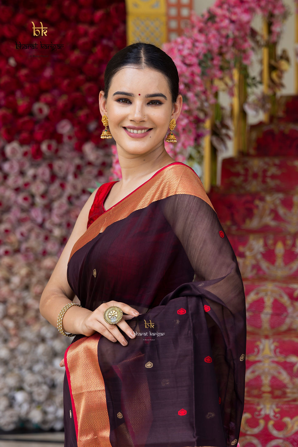 Thumbnail: Maheshwari handloom Saree -Product code-TE112