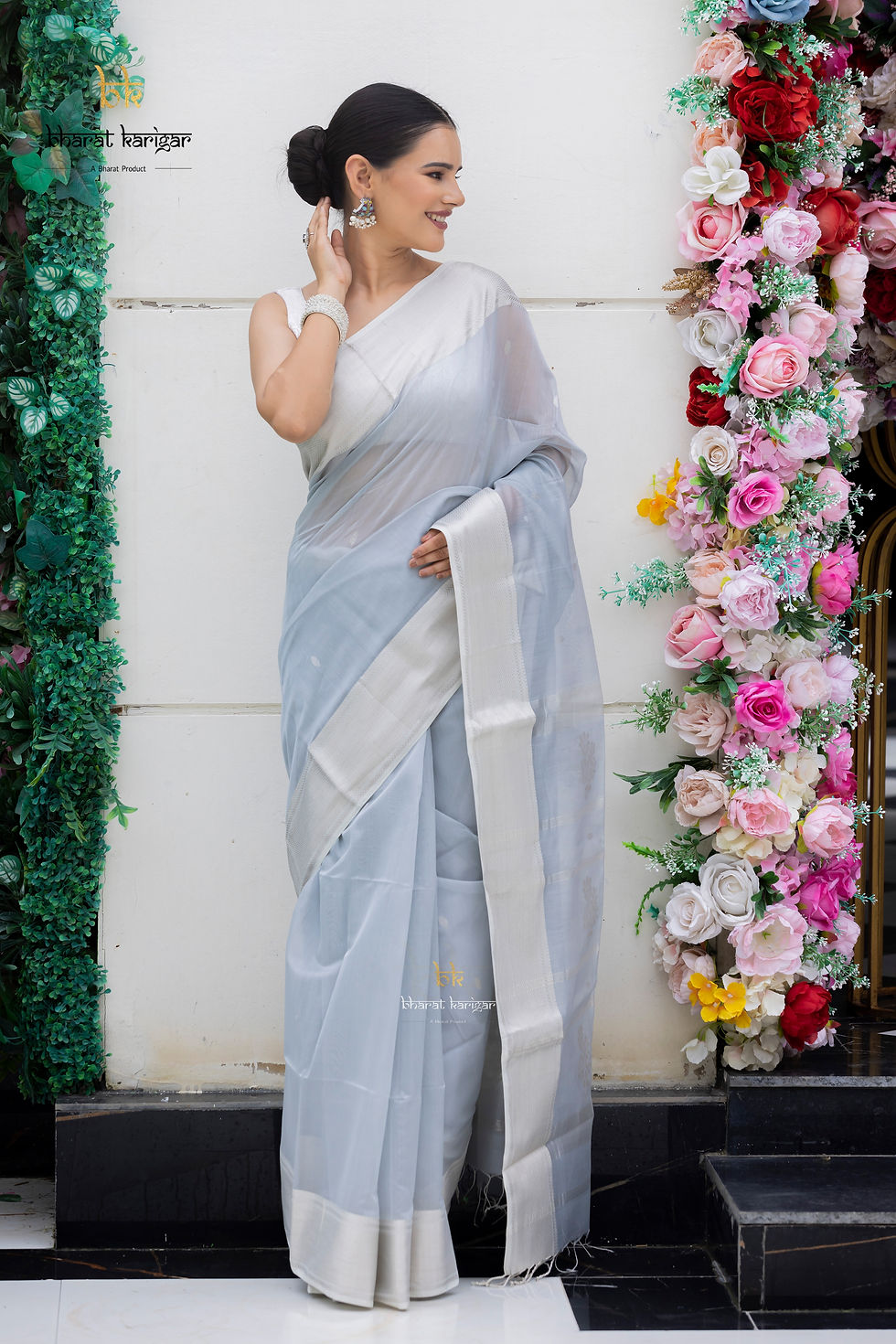 Thumbnail: Maheshwari handloom Saree -Product code-TE104