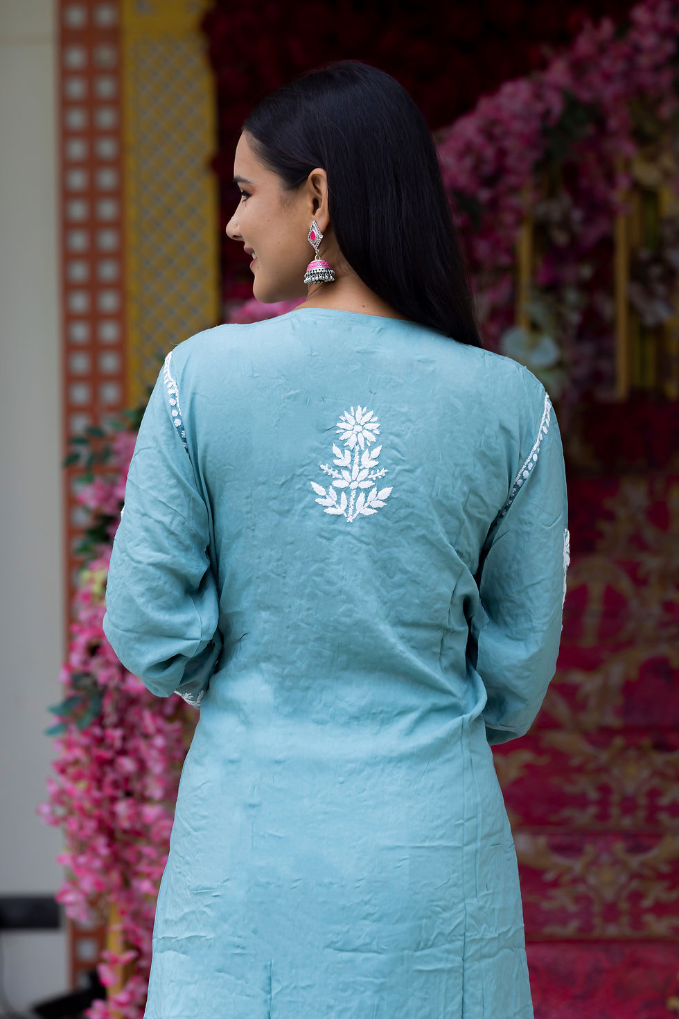Thumbnail: Chikankari Modal Kurti Heavy Daman code-FE114