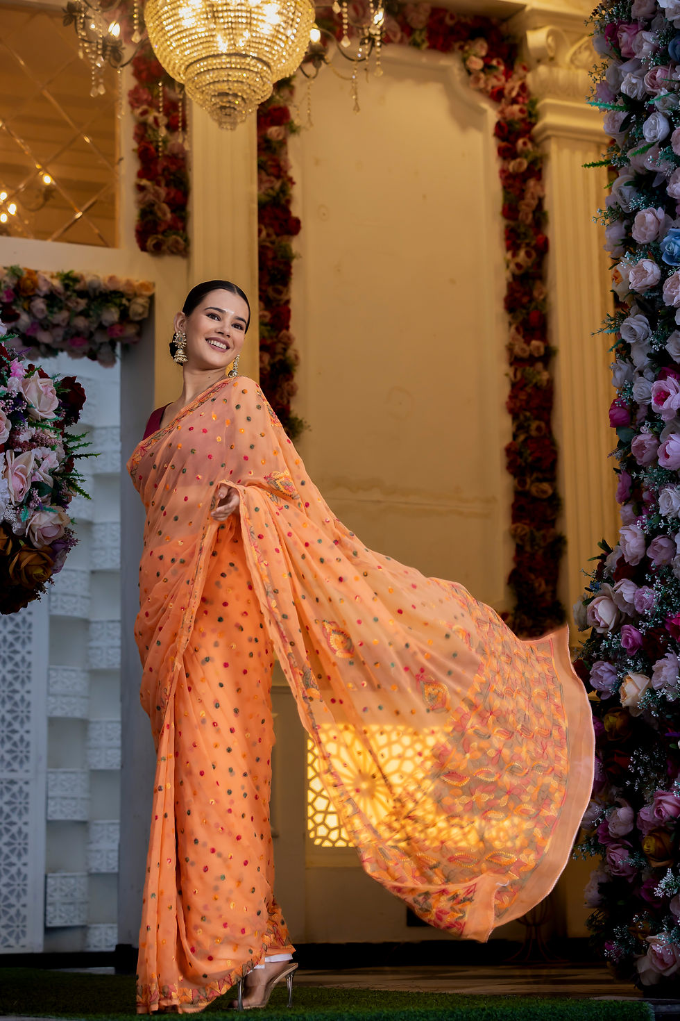 Thumbnail: Chikankari Saree Chiffon Keel Jaal code-SE196