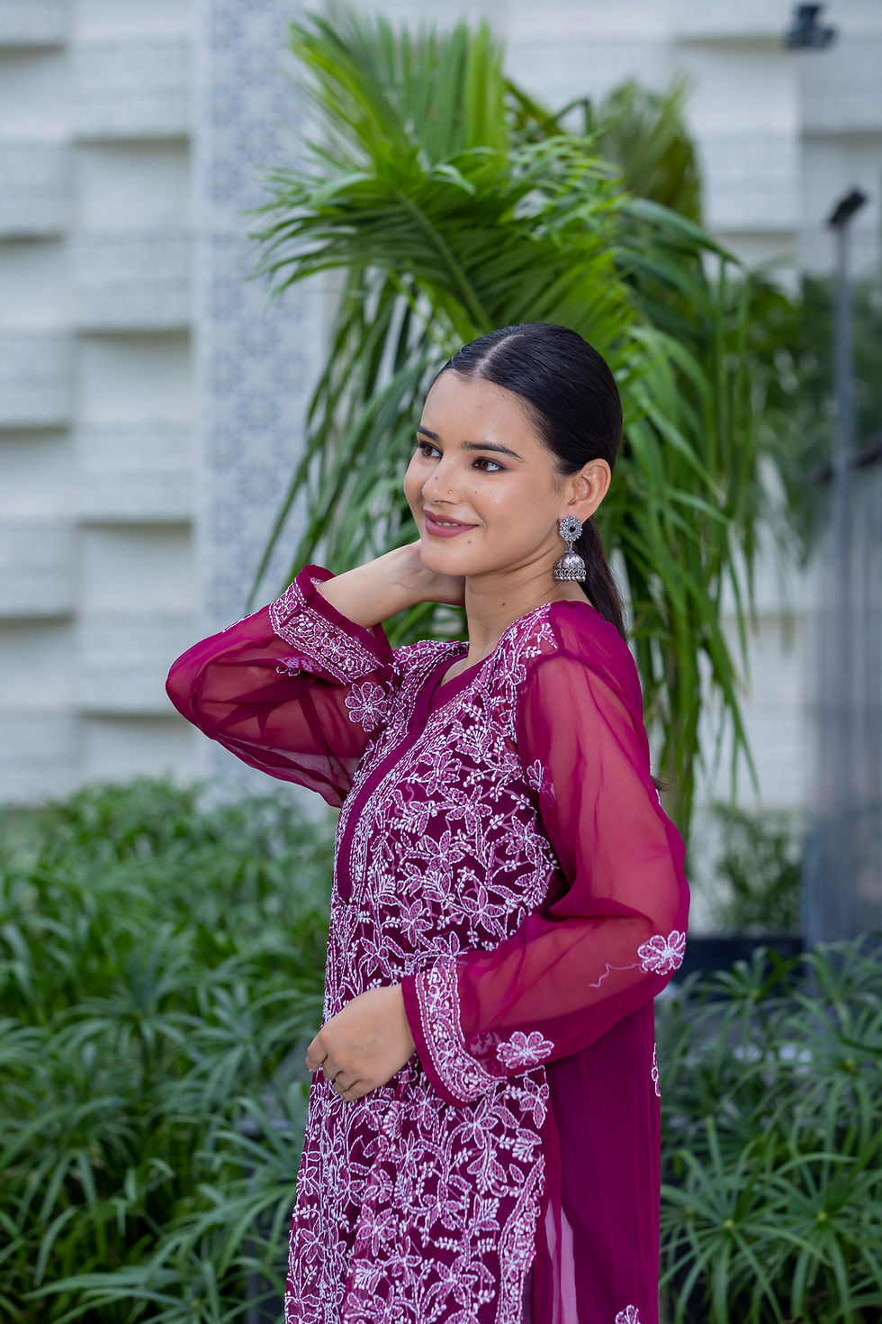 Thumbnail: Chikankari Kurti Jaal Chiffon with Inner code-SE167