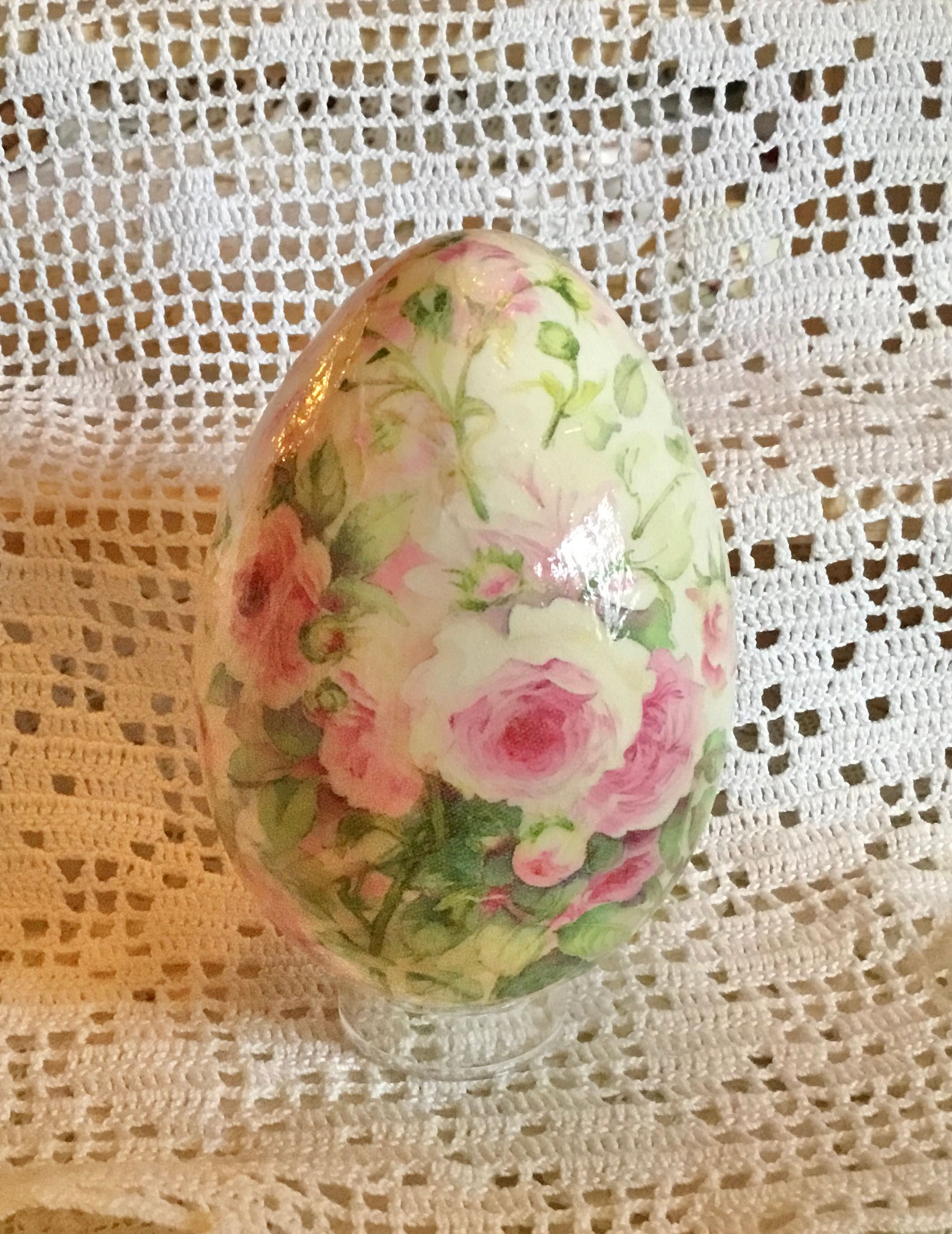 4" Hollow Pastel Floral Decoupage Egg