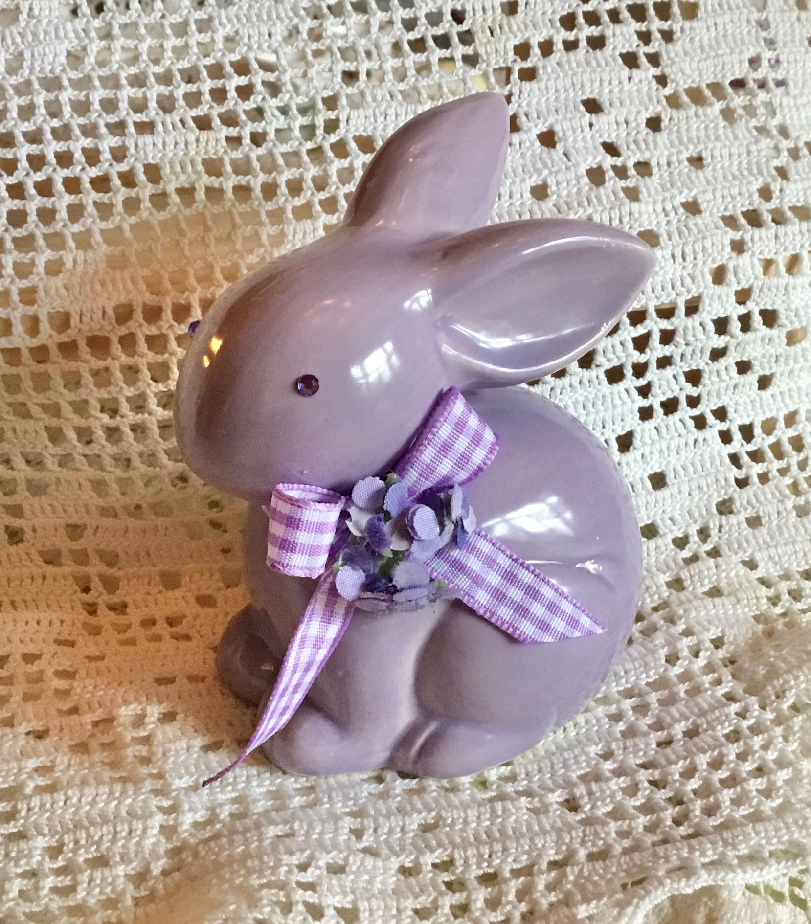 4"Purple Ceramic Bunny