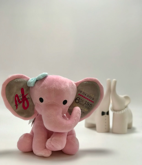 Thumbnail: Personalized Birth Info Stuffed Elephant