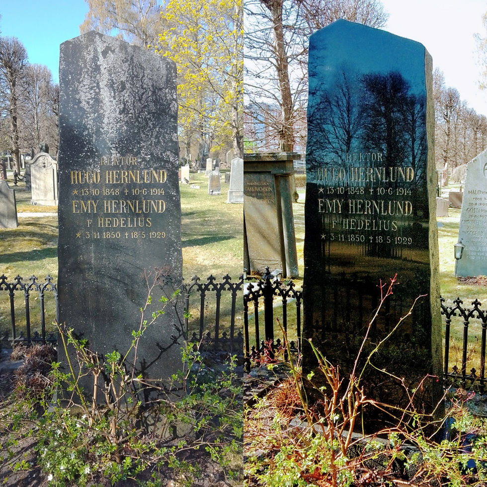 Miniatyrbild: Tvätt, rengöring av gravsten på plats på kyrkogården