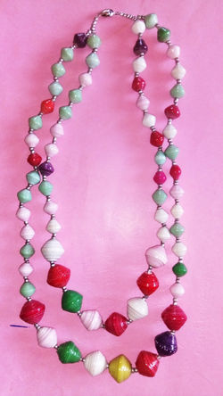Paper beaded necklace