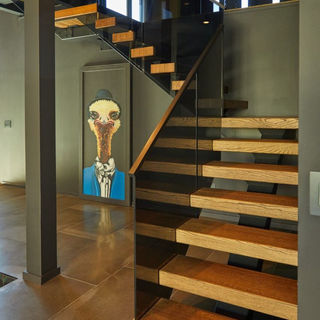 floating stairs glass railing