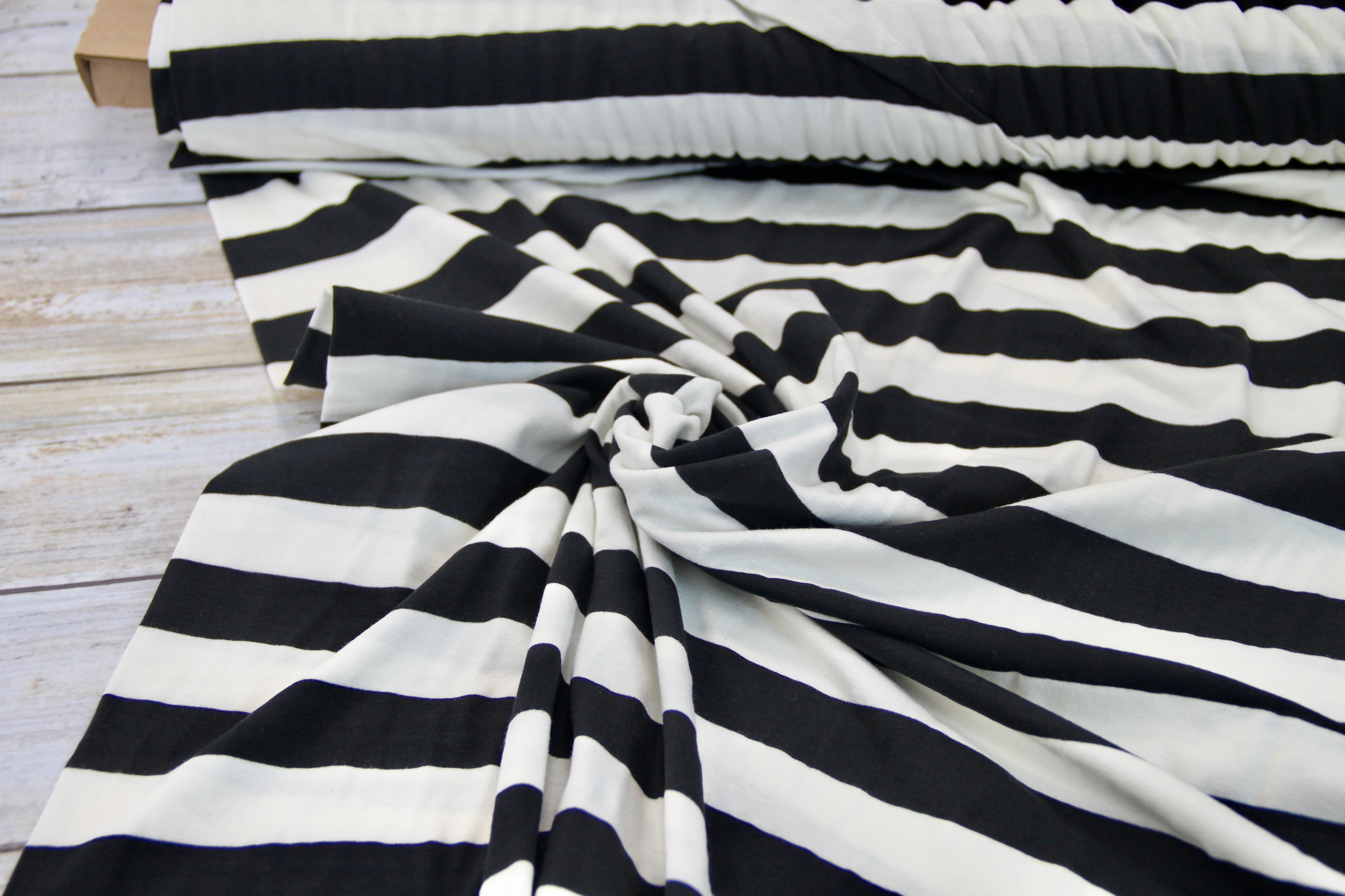 Cotton Jersey - Art Gallery Fabric Striped Bold Caviar - 1/2 metre