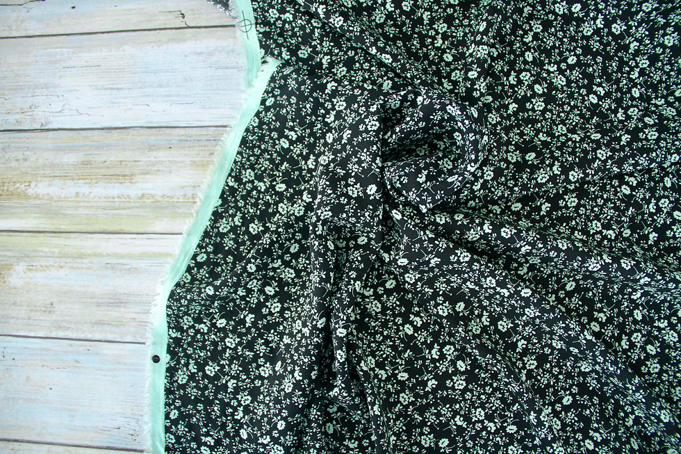 Thumbnail: Deadstock - Rayon Midnight Garden Mint - 1/2 metre