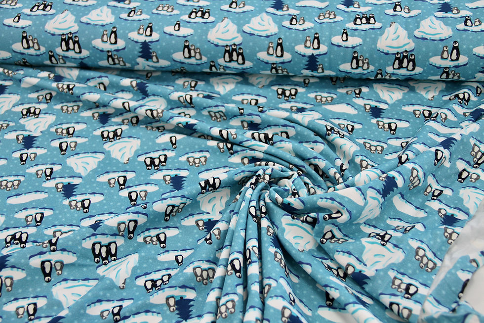 Thumbnail: Cotton Jersey - Penguin Parade - 1/2 metre