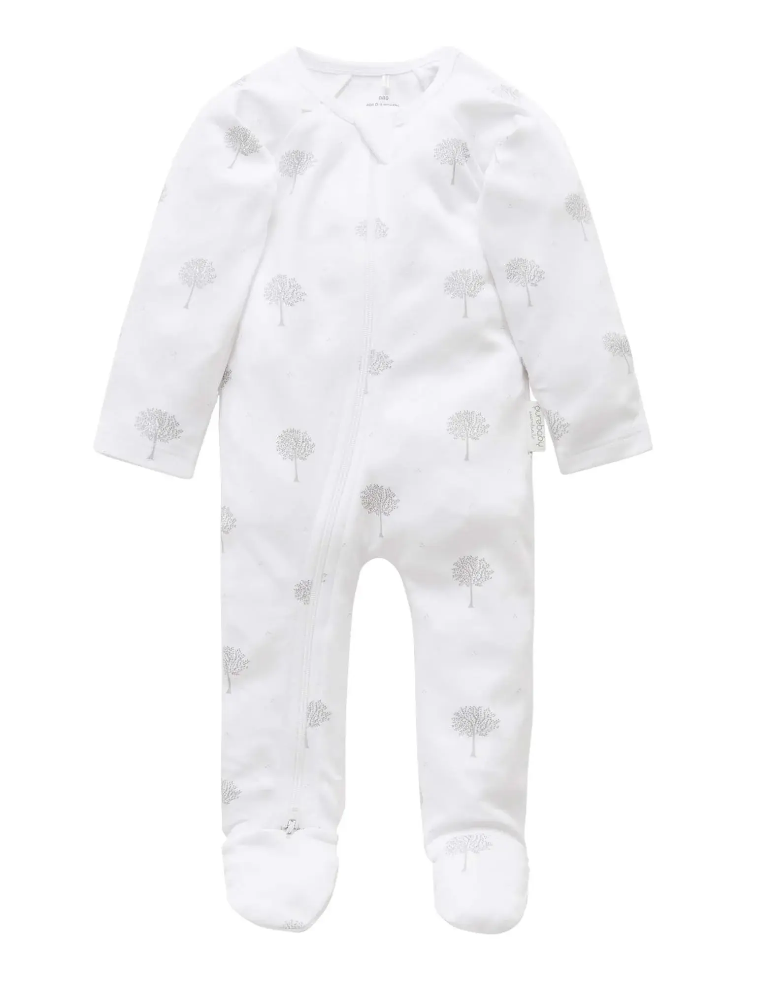 Purebaby Growsuit in pale grey prints