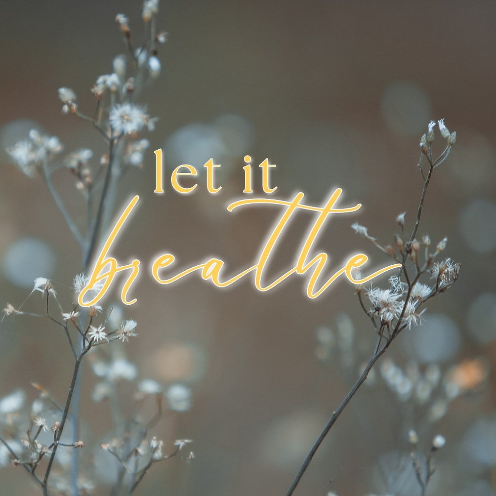 "let it breathe" cover; dried field flowers on thin sticks
