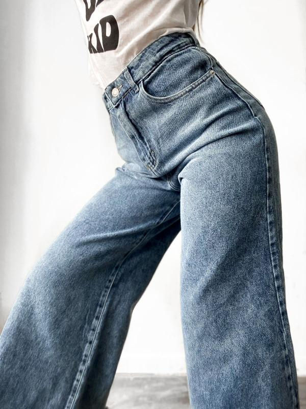 Miniatura: JEANS OXFORD RIGIDO NEVADO DEFLECADO TIRO ALTO - TALLE 36