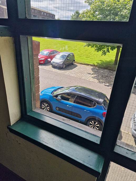 view from an upper floor newly repaired window