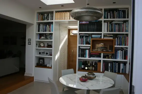 white bespoke bookshelf 