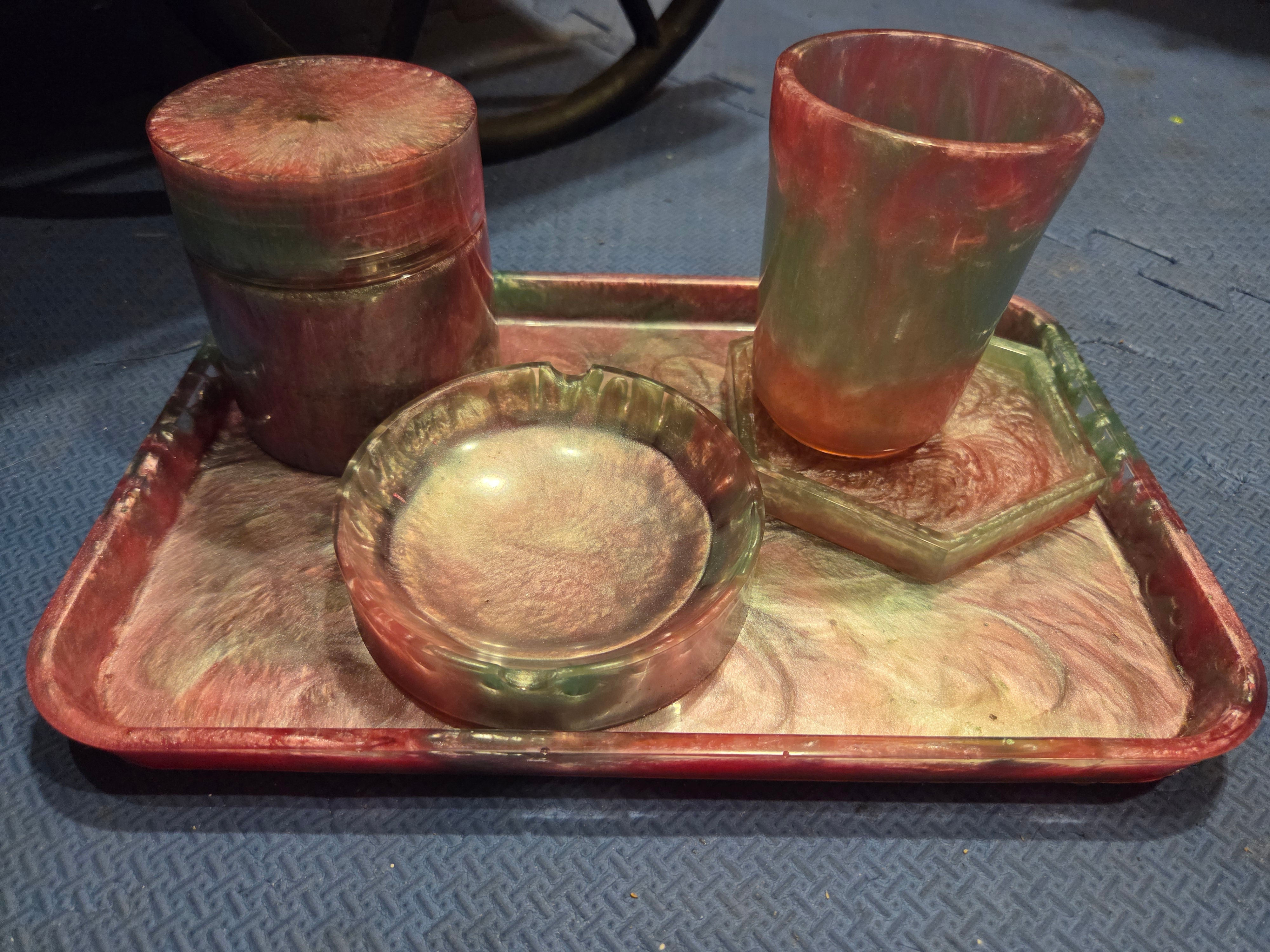 Magical Pink and Green Shimmering Tray Set