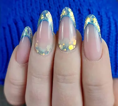 French inlay met glitters gemaakt met polygel