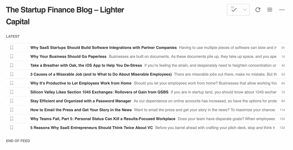 The Startup Finance Blog RSS Feed