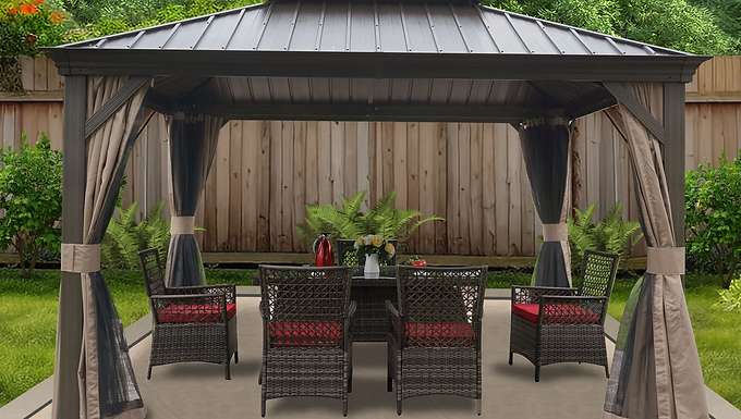 Kozyard Alexander 12ft x 12ft Hardtop Gazebo with Sidewalls
