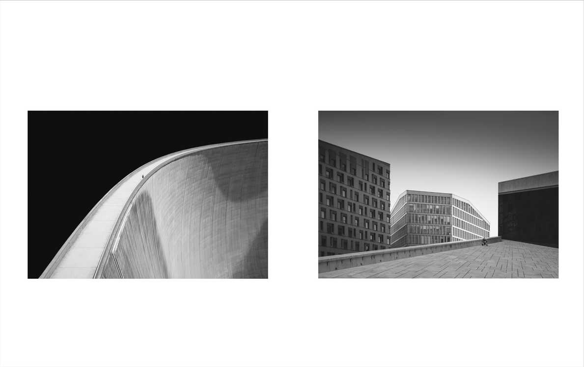MONO/POLY – concrete curve and urban geometry, reduced black-and-white photography by svensonphoto