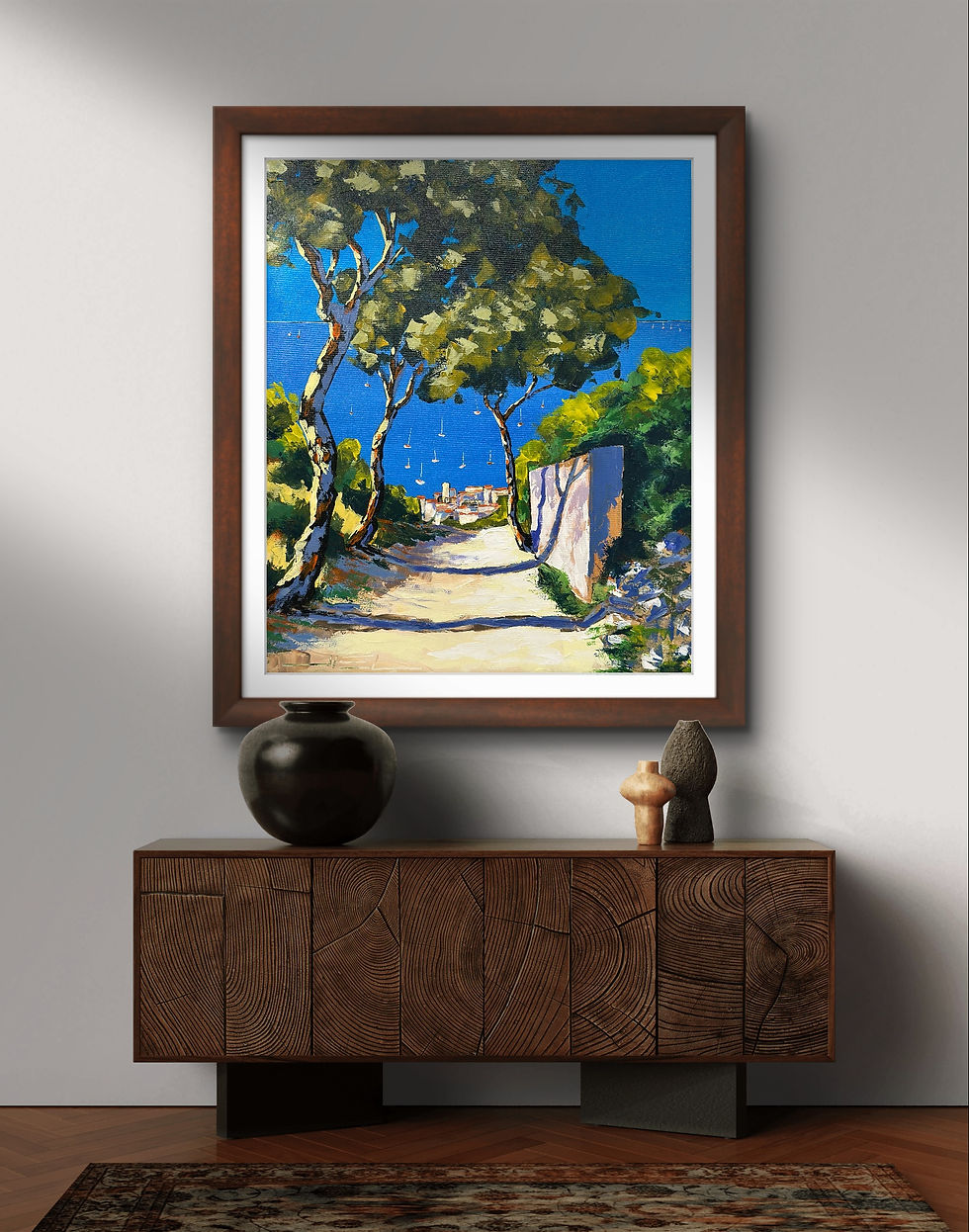 Miniature : Petit sentier ensoleillé menant au village, en bord de Méditerranée