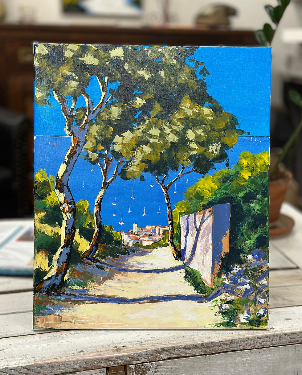 Miniature : Petit sentier ensoleillé menant au village, en bord de Méditerranée