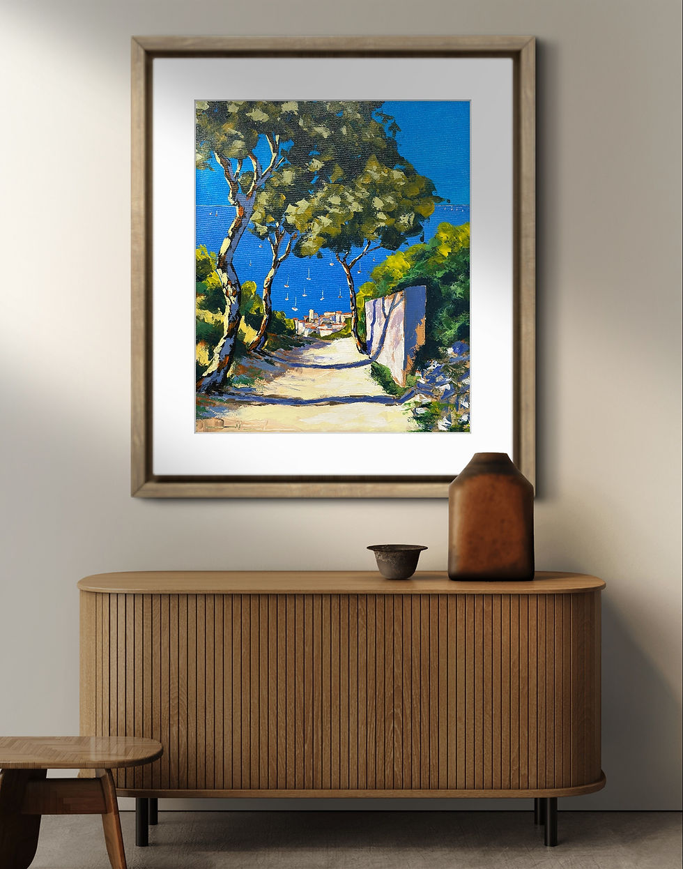 Miniature : Petit sentier ensoleillé menant au village, en bord de Méditerranée