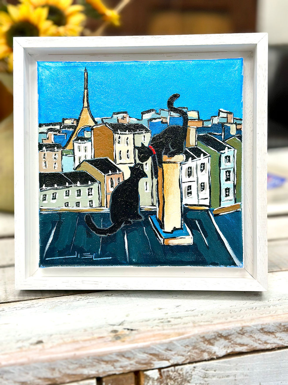 Miniature : Black Cat and His Beauty on the Paris Rooftops.