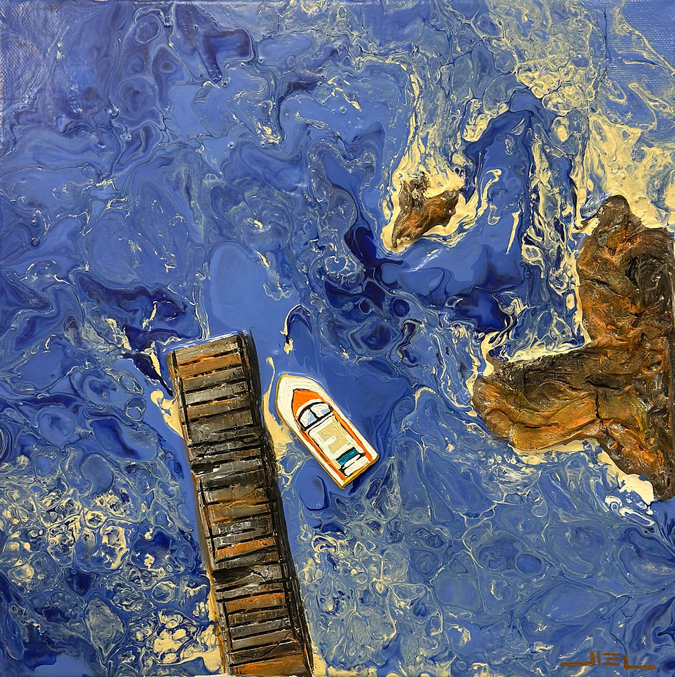 Thumbnail: Grande Bleue au vieux ponton – Mediterralis™  (format 30 X 30 cm)