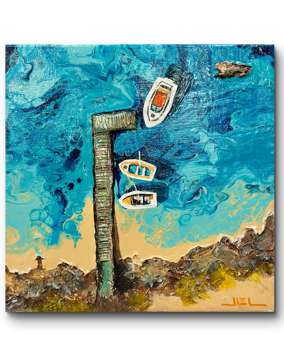 Thumbnail: Le Vieux Ponton aux barques – Mediterralis™  (format 20 X 20 cm)