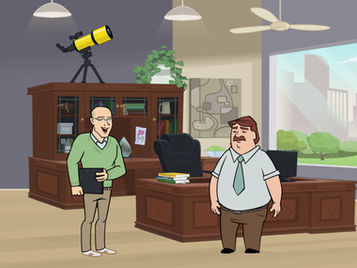 a pair of executives meeting in an office