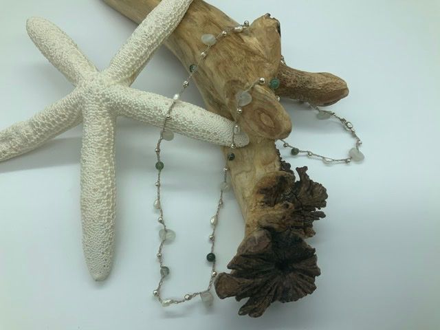 Moonstone Avertine and Pearl Handwoven