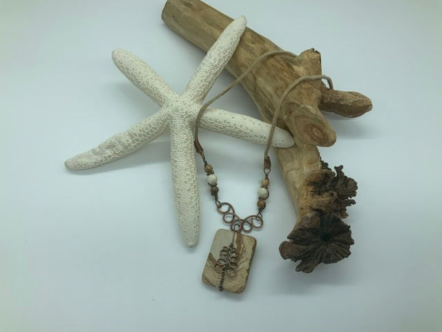 Wire Woven Picture Jasper Collar Necklace