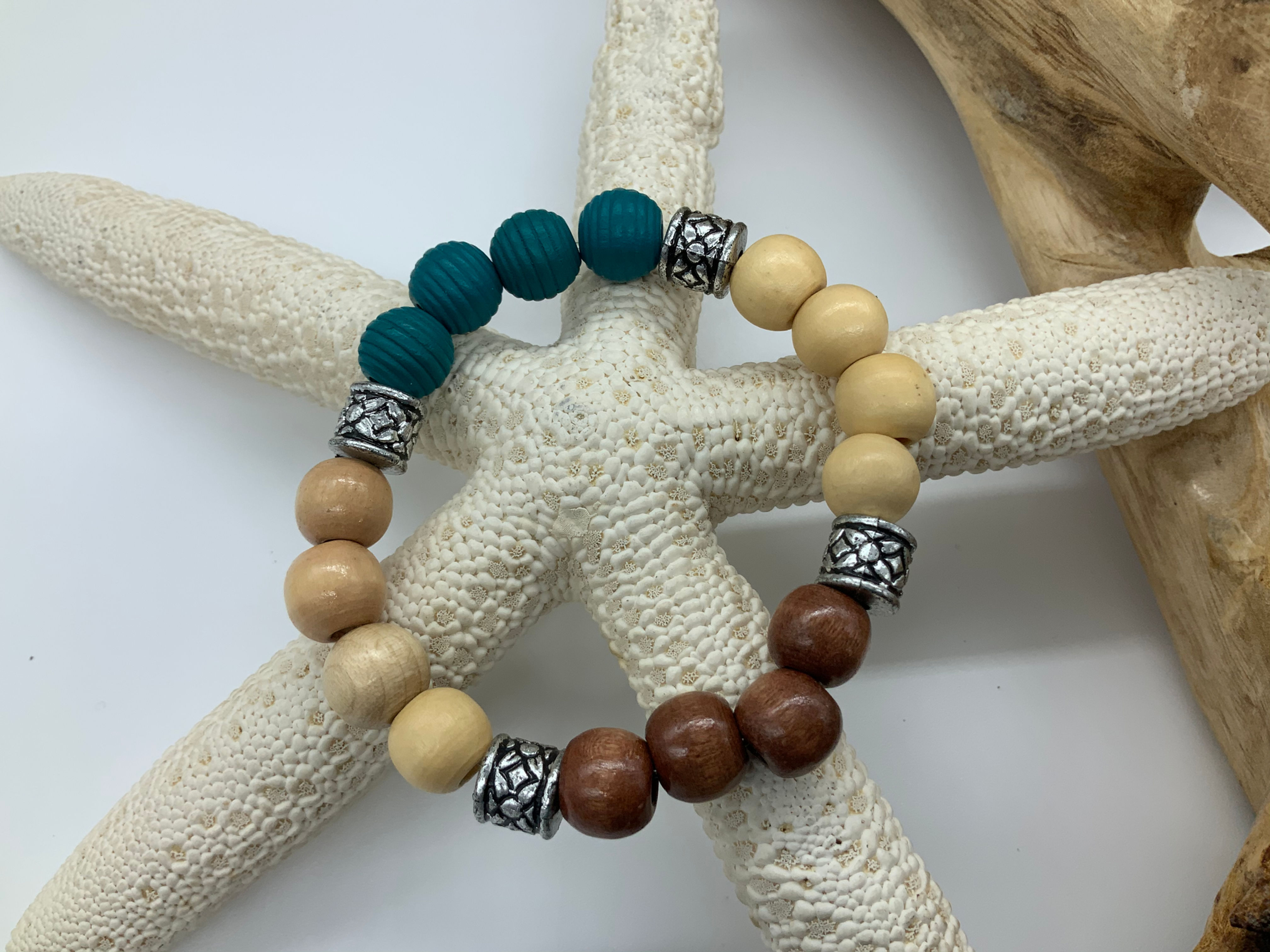 Multi coloured wood bead Bracelet