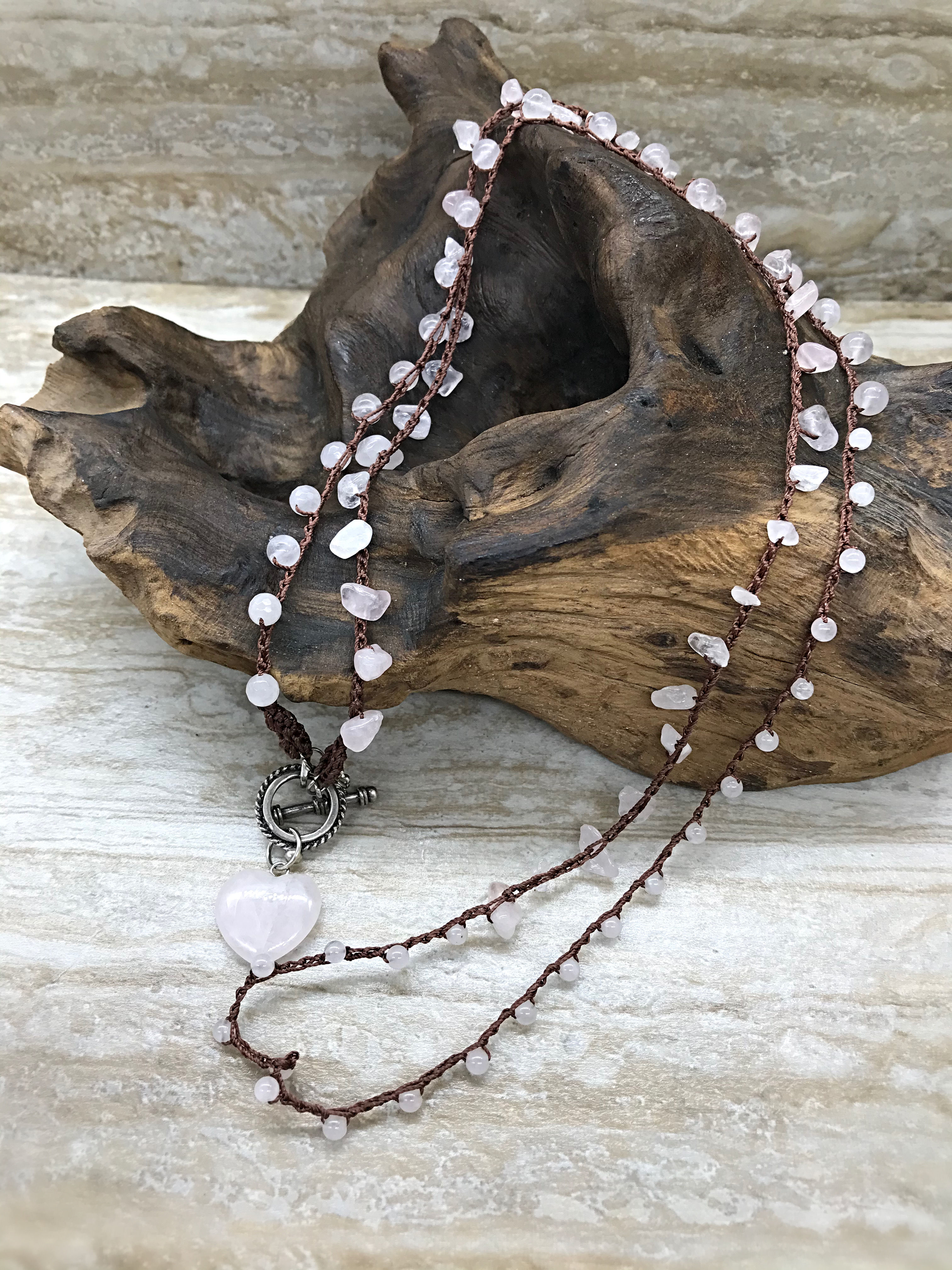 Hand tied Rose Quartz