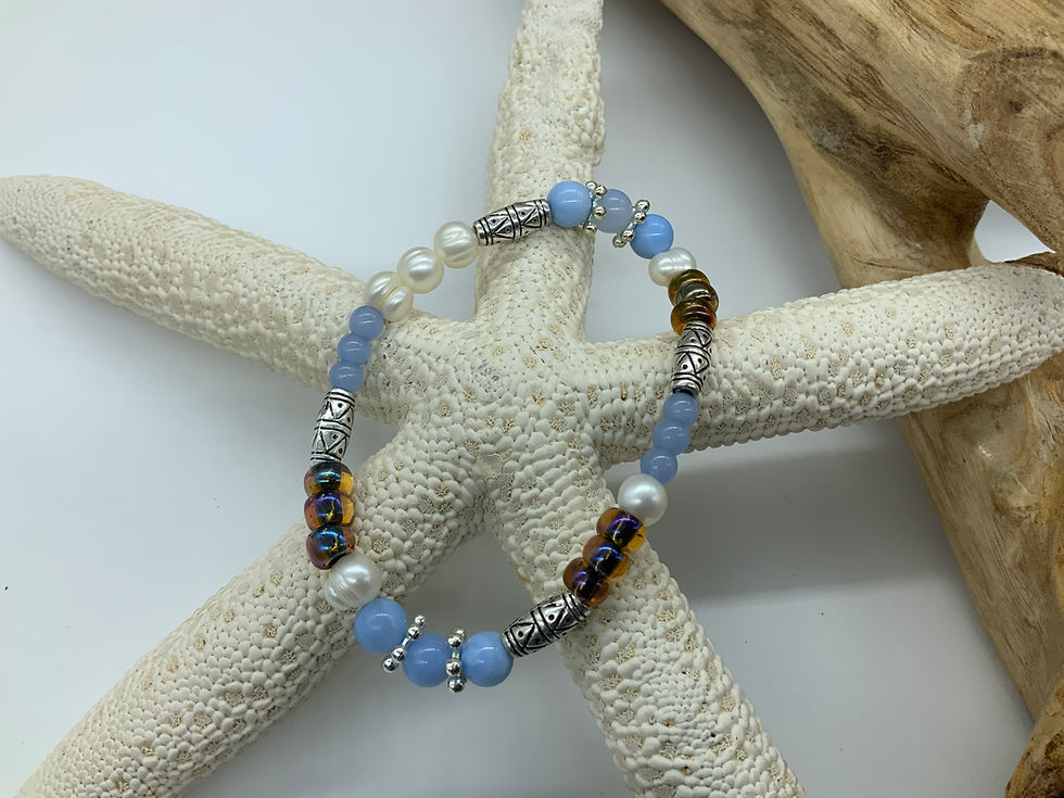 Pearls and Blue beads