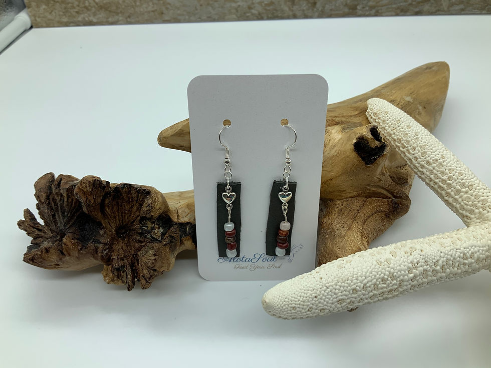 Leather & Gemstone Earings